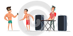 DJ playing music flat vector illustration