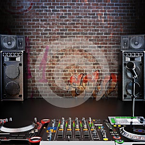 Dj R&B, Rap,Pop music background with Microphone