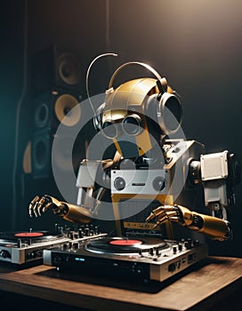 DJ Robot Spinning Tracks