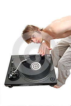 DJ scratching on a turntable