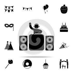 DJ on stage icon. Party icons universal set for web and mobile