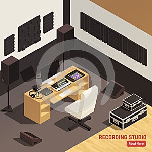 Dj Studio Isometric Composition