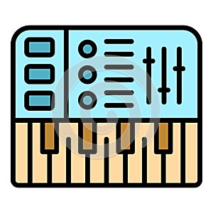 Dj synthesizer icon vector flat