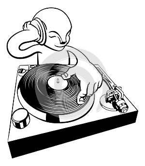 DJ on turntable decks