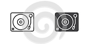 Dj turntable icon, line and glyph version