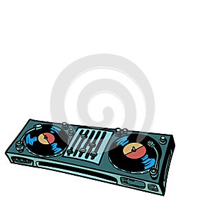 DJ turntable, music console. isolate on white background