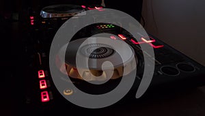 DJ turntable in the nightclub