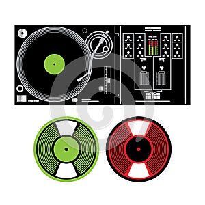 DJ Turntable and Vinyl Records