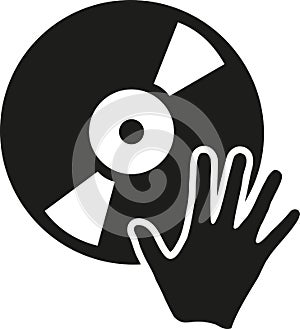 DJ vinyl with hand