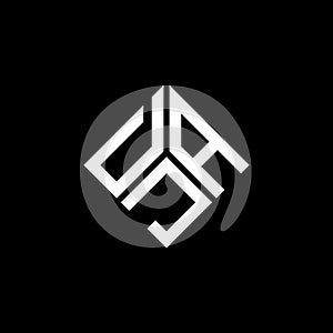 DJA letter logo design on black background. DJA creative initials letter logo concept. DJA letter design