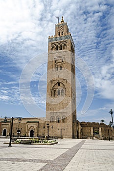 Djemaa EL Fna square and Koutoubia mosque in Marrakech Morocco