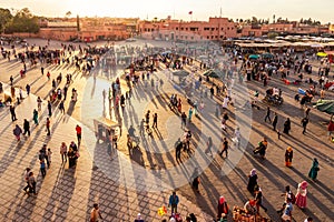 Djemaa-el-Fna square Marrakesh Morocco sunset