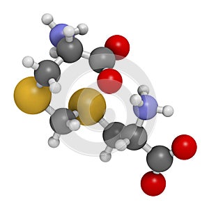 Djenkolic acid molecule. Toxic amino acid found in djenkol beans. 3D rendering. Atoms are represented as spheres with conventional