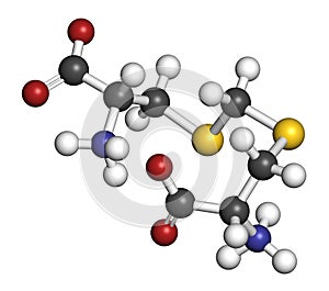 Djenkolic acid molecule. Toxic amino acid found in djenkol beans. 3D rendering. Atoms are represented as spheres with conventional