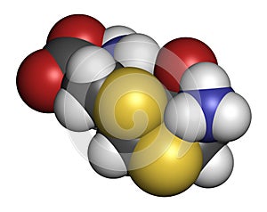 Djenkolic acid molecule. Toxic amino acid found in djenkol beans. 3D rendering. Atoms are represented as spheres with conventional