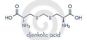 Djenkolic acid molecule. Toxic amino acid found in djenkol beans. Skeletal formula.