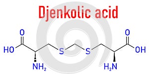 Djenkolic acid molecule. Toxic amino acid found in djenkol beans. Skeletal formula.