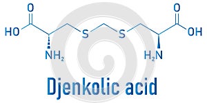 Djenkolic acid molecule. Toxic amino acid found in djenkol beans. Skeletal formula.