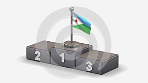 Djibouti 3D waving flag illustration on winner podium.