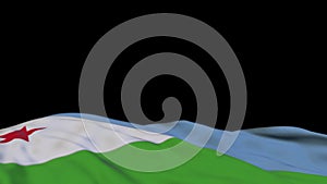 Djibouti fabric flag waving on the wind loop. Djibouti embroidery stiched cloth banner swaying on the breeze. Half-filled black