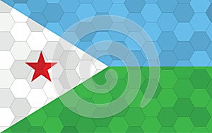 Djibouti flag illustration. Futuristic Djiboutian flag graphic with abstract hexagon background vector. Djibouti national flag photo