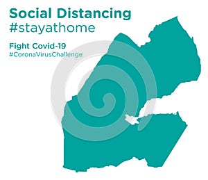 Djibouti map with Social Distancing #stayathome tag