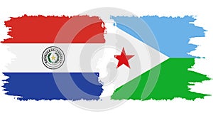 Djibouti and Paraguay grunge flags connection vector