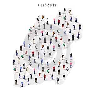 Djibouti population map. Large group of people in a shape of Djiboutian map. Flat vector illustration isolated on white photo