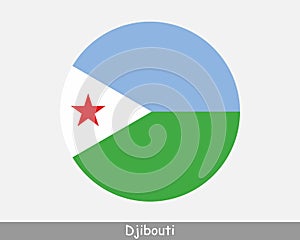 Djibouti Round Circle Flag. Djiboutian Circular Button Banner Icon. EPS Vector photo