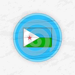 Djiboutian Flag in a Circular Emblem Design, Abstract Round Sticker Illustration photo