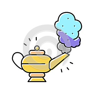 djinn lamp color icon vector illustration