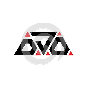 DJO triangle letter logo design with triangle shape. DJO triangle logo design monogram. DJO triangle vector logo template with red