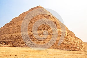 The Djoser Pyramid, the first pyramid erected in the Sahara desert, Egypt. Step Pyramid in Saqqara