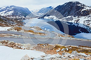 Djupvatnet lake and road to Dalsnibba mountain Norway