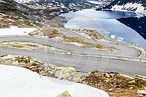 Djupvatnet lake and road to Dalsnibba mountain Norway