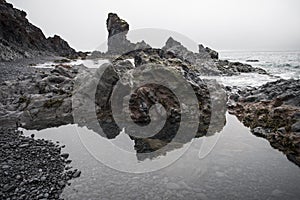 DjÃºpalÃ³nssandur beach rocks - reflections