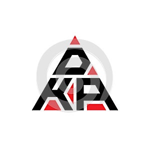 DKA triangle letter logo design with triangle shape. DKA triangle logo design monogram. DKA triangle vector logo template with red
