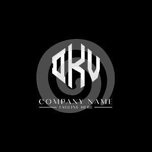 DKV letter logo design with polygon shape. DKV polygon and cube shape logo design. DKV hexagon vector logo template white and