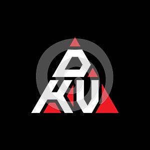 DKV triangle letter logo design with triangle shape. DKV triangle logo design monogram. DKV triangle vector logo template with red