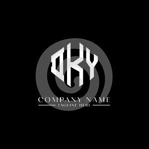DKY letter logo design with polygon shape. DKY polygon and cube shape logo design. DKY hexagon vector logo template white and