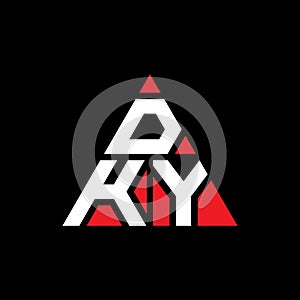 DKY triangle letter logo design with triangle shape. DKY triangle logo design monogram. DKY triangle vector logo template with red
