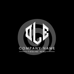 DLE letter logo design with polygon shape. DLE polygon and cube shape logo design. DLE hexagon vector logo template white and