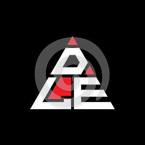 DLE triangle letter logo design with triangle shape. DLE triangle logo design monogram. DLE triangle vector logo template with red