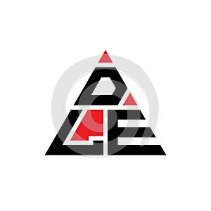 DLE triangle letter logo design with triangle shape. DLE triangle logo design monogram. DLE triangle vector logo template with red