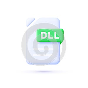 Dll File 3d on white background. Vector Illustration design