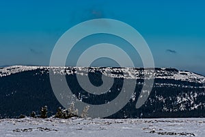 Dlouhe strane from Jeleni hrbet hill in winter Jeseniky mountains in Czech republic