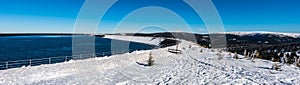 Dlouhe strane lake, Praded and Vysoka hole in winter Jeseniky mountains in Czech republic