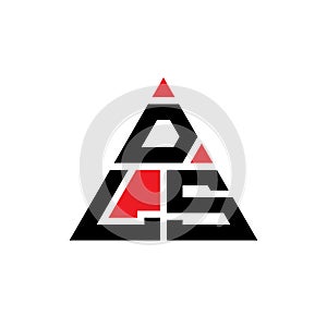 DLS triangle letter logo design with triangle shape. DLS triangle logo design monogram. DLS triangle vector logo template with red