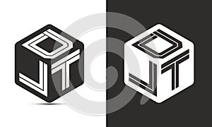 DLT letter logo design with illustrator cube logo, vector logo modern alphabet font overlap style