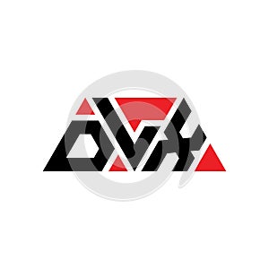 DLX triangle letter logo design with triangle shape. DLX triangle logo design monogram. DLX triangle vector logo template with red